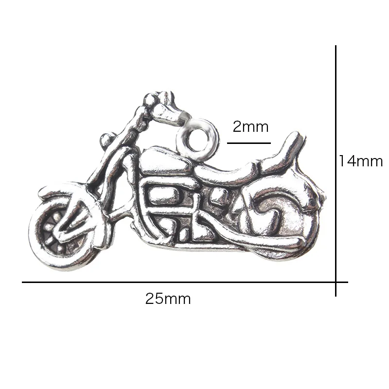 10 шт./лот мотоциклетные Подвески Серебро винтажные изделия ручной работы для Аксессуары для ювелирных изделий ручной работы ожерелья Подвески ремесла поиск 25*14 мм