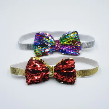 

10pcs ins Boutique Glitter Changeable Bow Headbands Solid Sequin Bow Soft Hairbands Princess Headwear Fashion Hair Accessories