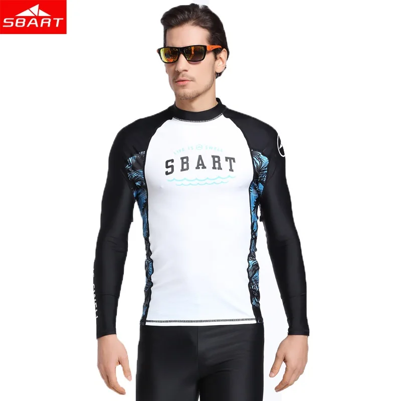 Sbart 2018 Mens Rash guard Long Sleeves Swimwear Surf Clothing Diving Suits Shirt Swim Suit