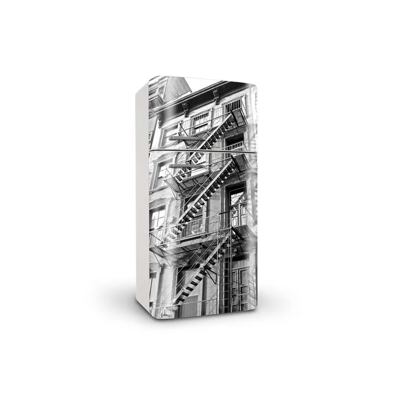 

3D Moden Black White Art Building SelfAdhesive Refrigerator Sticker Fridge Door Cover Wallpaper 60x150cm 60x180cm 100x180cm