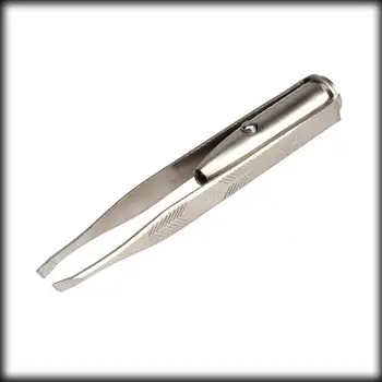 

by dhl or ems 200pcs Steel Make Up Tool LED Light Eyelash Eyebrow Hair Removal Tweezer