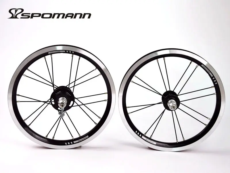 

Newest SPOMANN 14 inch Folding bike alloy V brake BMX bicycle clincher rim wheelset MTB 14er 9T single speed freewheel Free ship