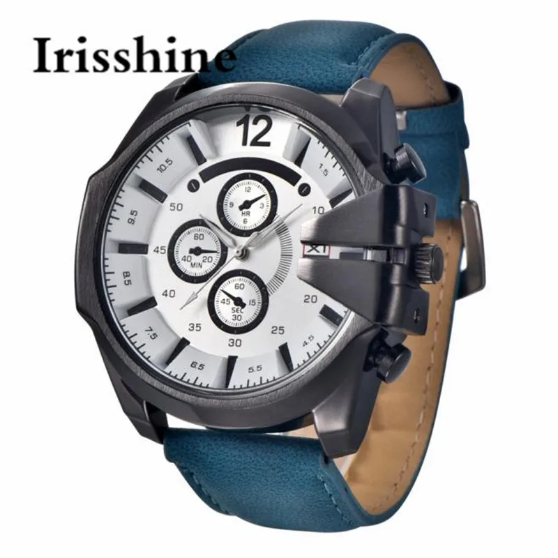 

Irisshine Z72 brand luxury men watches boy gift Vintage Brown Mens Analog Steel Case Date Leather Brand Sport Quartz Wristwatch