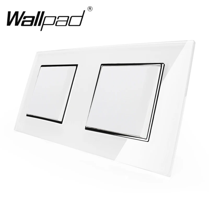 

Double 1 Gang Light Switch Wallpad White Crystal Glass Double Frame EU 156*86mm 1 Gang 2 Way + 1 Gang 2 Way with Claws Mount