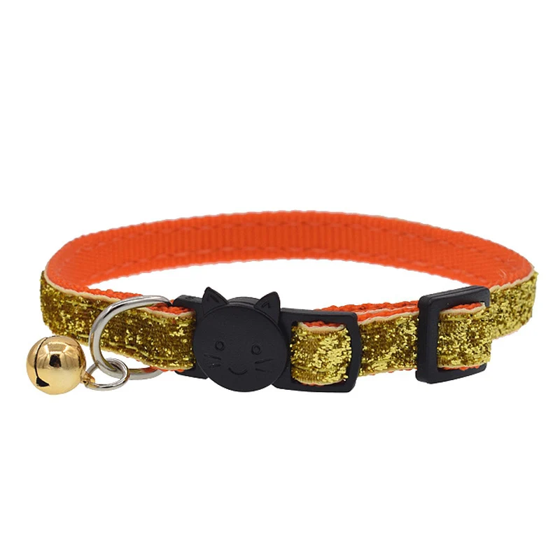 Glitter Cat Collar With Bell Safety Kitten Small Dogs Cats Adjustable Shiny Collars font b Pet