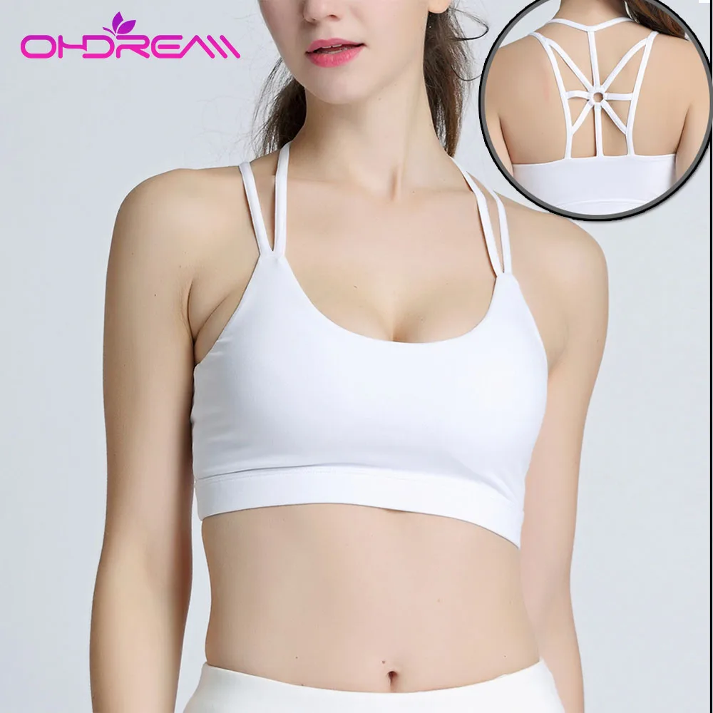 

OHDREAM Women Sports Bra White Shakeproof Push Up Yoga Bra Female Seamless Underwear Fitness Sport Top Fitness Yoga Vest Tops