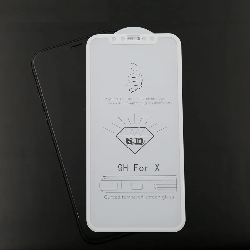 

For iPhone X 10 Screen Protector 6D Full Cover Curved Edge 9H Anti-Shock Color Tempered Glass for iPhone X