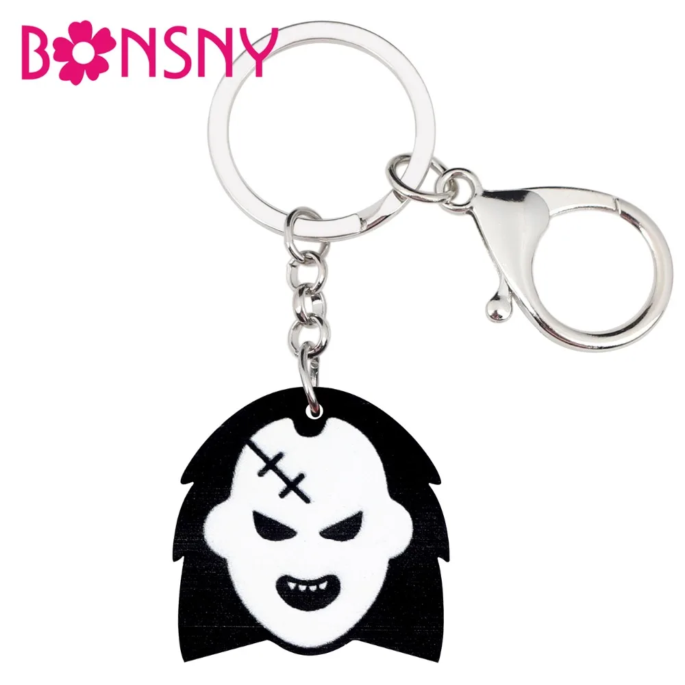 Bonsny акриловое кольцо для ключей на Хеллоуин злой шрам маска брелок новинка