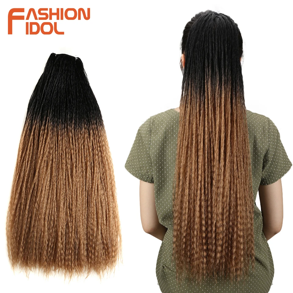 

FASHION IDOL Afro Kinky Straight Hair Synthetic Dreadlocks Long Braiding Hair Extension 28 Inch Ombre Marley Braids Hair Bundles