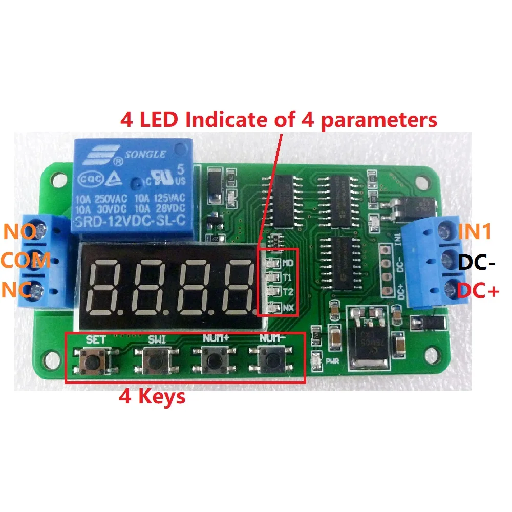 1PCS Multifunction Delay Time Module Switch Control Relay Cycle Timer DC 12V H 