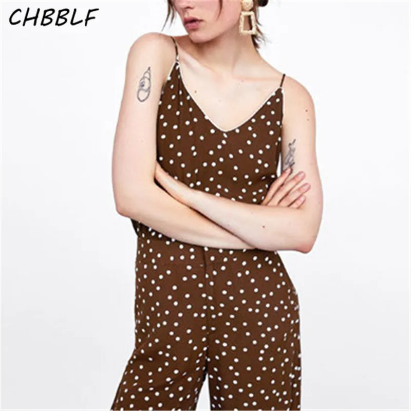 CHBBLF women V neck dot pattern blouses sleeveless shirts ladies ...