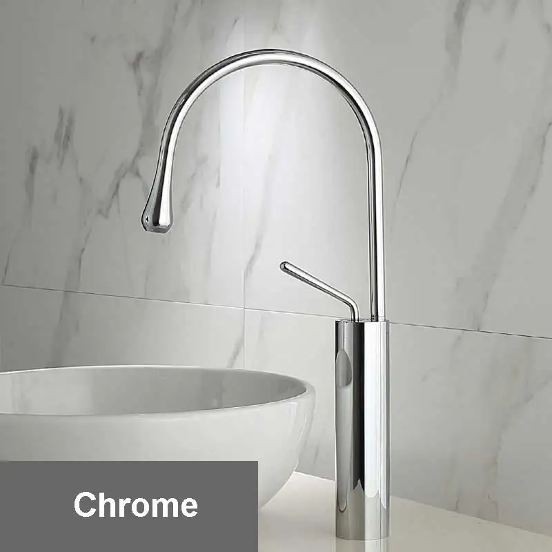 Chrome Смеситель для ванной комнаты матовый золотистый смеситель для умывальника кран на бортике с одной ручкой кухонный кран поворотный носик водопроводный кран для кухни - Цвет: Chrome