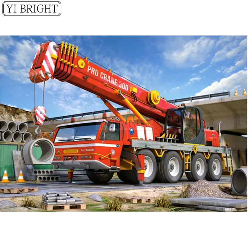 

5D Diy Diamond Painting Cross Stitch Fire truck Square Diamond Embroidery Mosaic Kits Craft Home Decor LK1