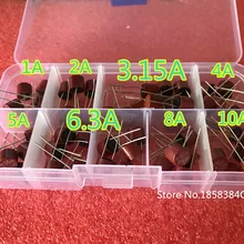 8 видов 5*20 50 шт./лот цилиндрические предохранители комплект 1A-10A 2Pin Предохранитель Ассортимент Комплект
