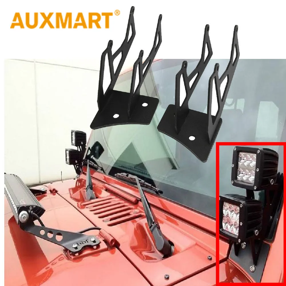 

Auxmart 2pcs Car Windshield Light Bracke Offroad Dual Work Light Holder Mounting holder for For Jeep Wrangler 2007~2015 4x4