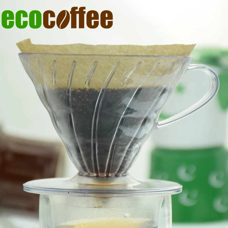 

Ecocoffee Plastic V60 Coffee Dripper Hot Brewering Cup 1Cup 2 Cups Counted DIY Household Barista Coffee maker with 40pcs filters
