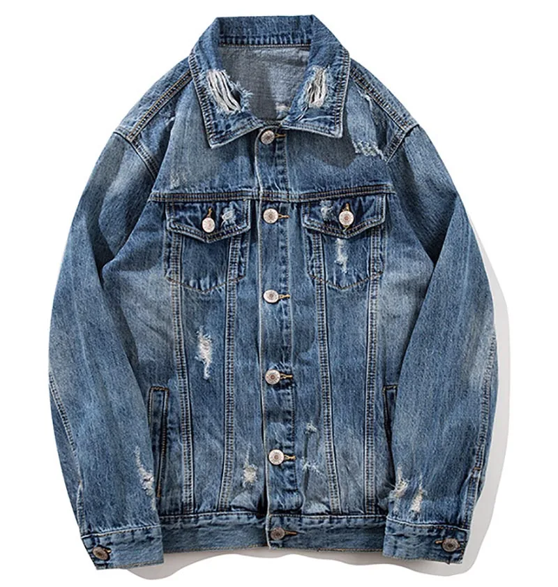 

Mcikkny Jeans Jacket Men Solid Color Retro Casual Denim Men's Jackets Male Hip Hop Cotton Jackets Streetwear Coats Plus 2XL