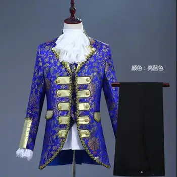 

Fashion Male Palace Set Europe Style Palace Prince Suits Men Dance Performance Jacket+Pants