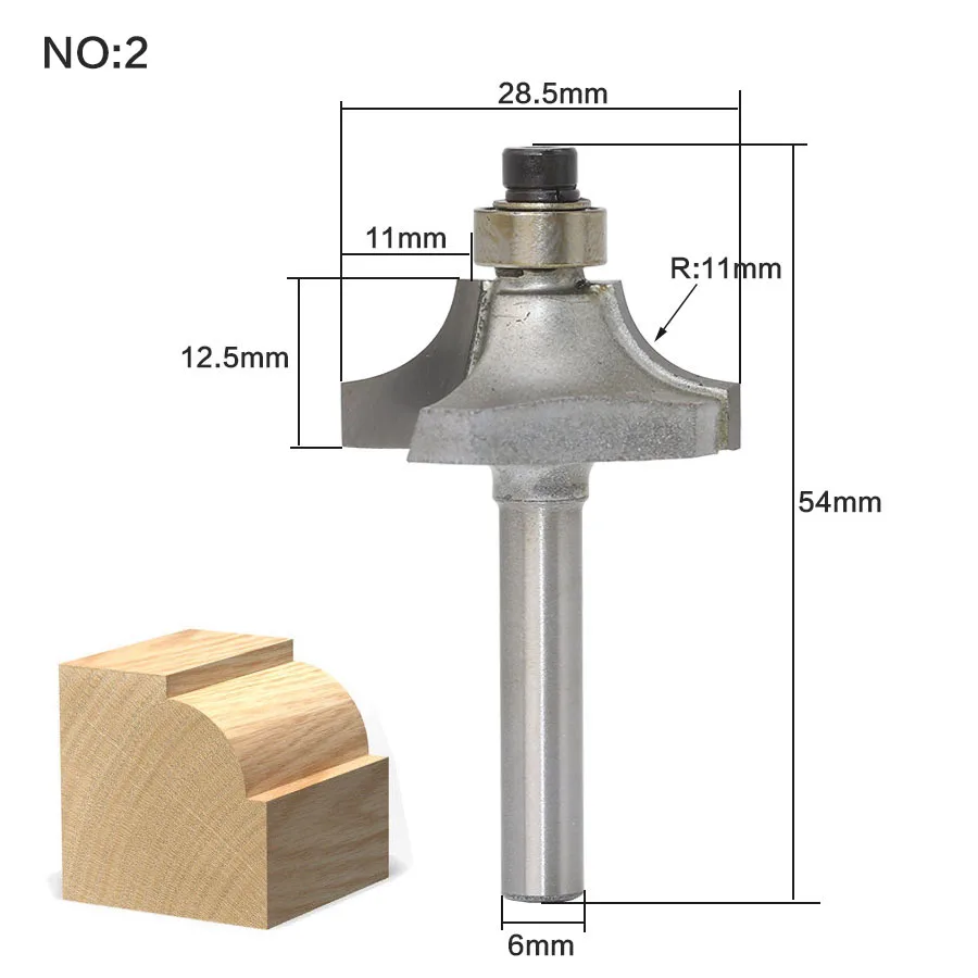 1 шт./компл. высокое качество Roundover бит с подшипником 6 мм Диаметр хвостовика ласточкин хвост фрезы Резак работы по дереву