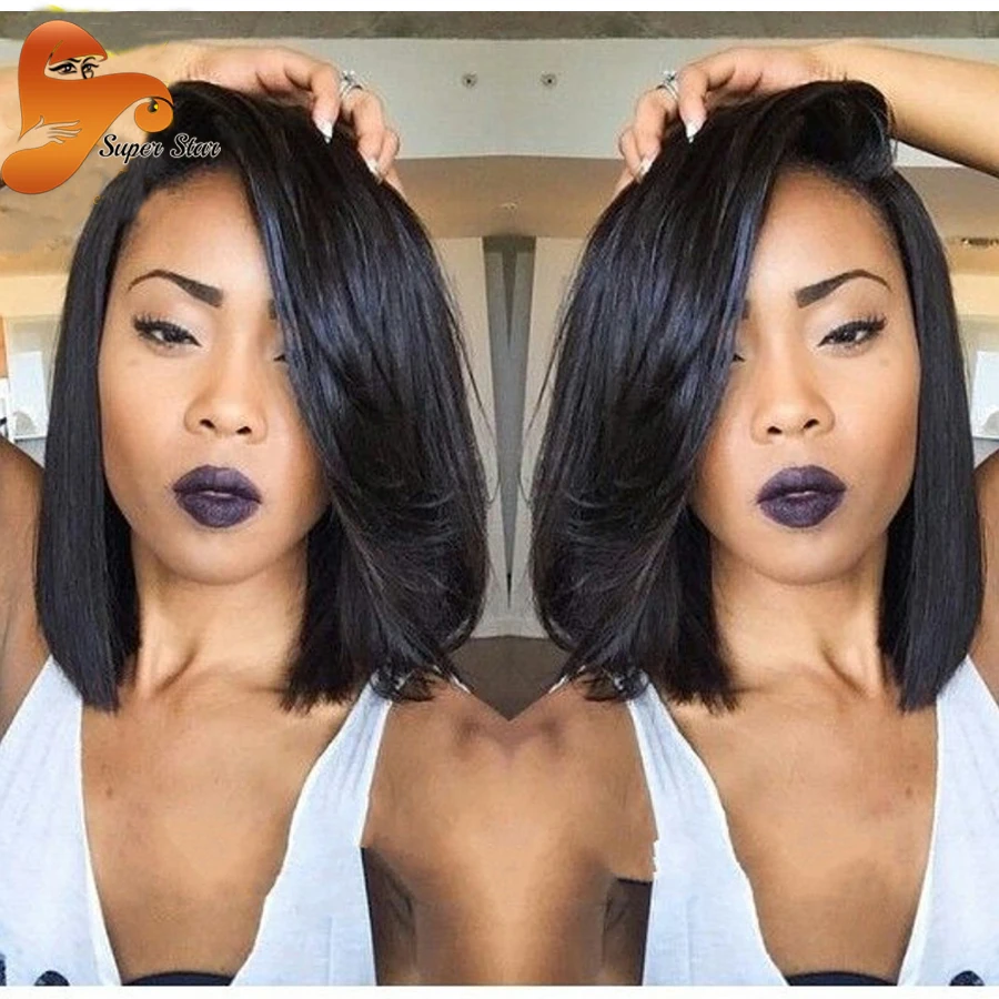 8a Top Short Bob Wig Brazilian Virgin Hair Bob Lace Front Wigs