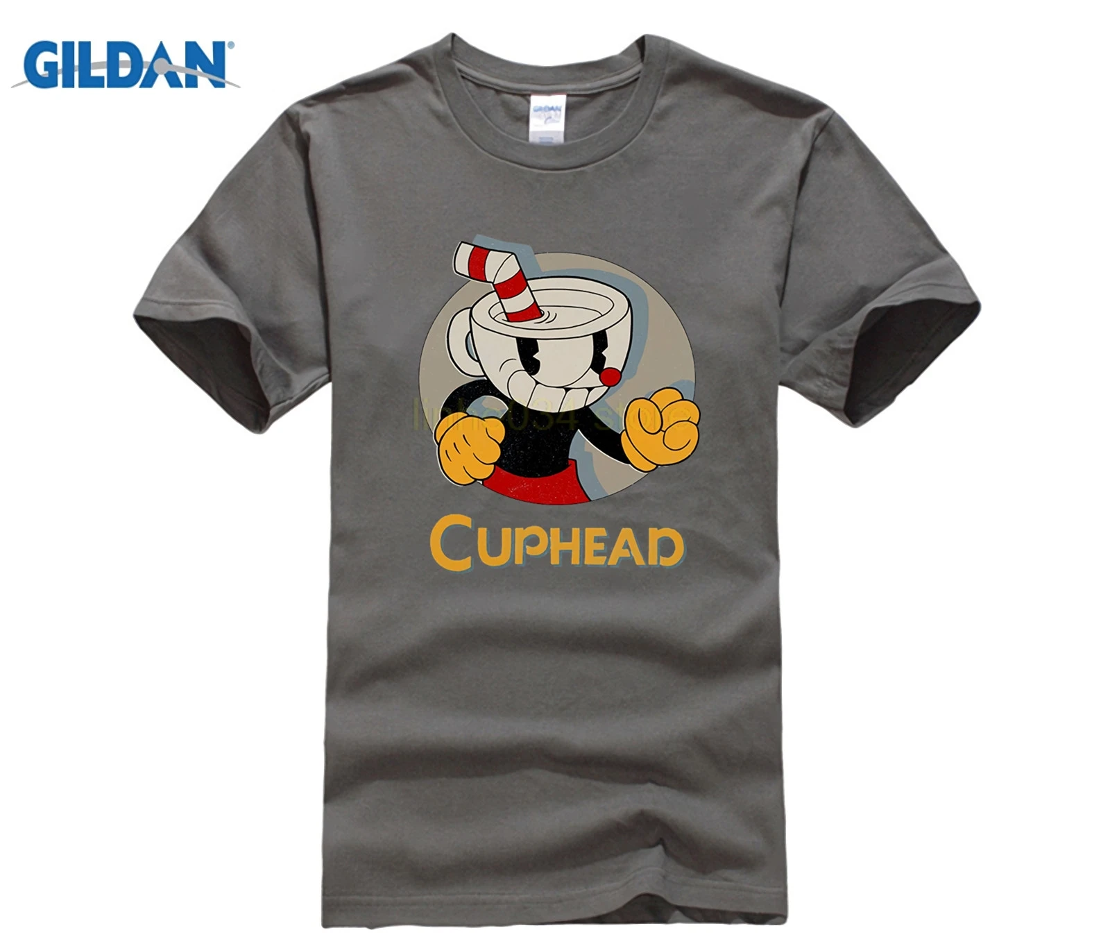 Gildan Cuphead Vintage Circle Boys Graphic T Shirt | Мужская одежда