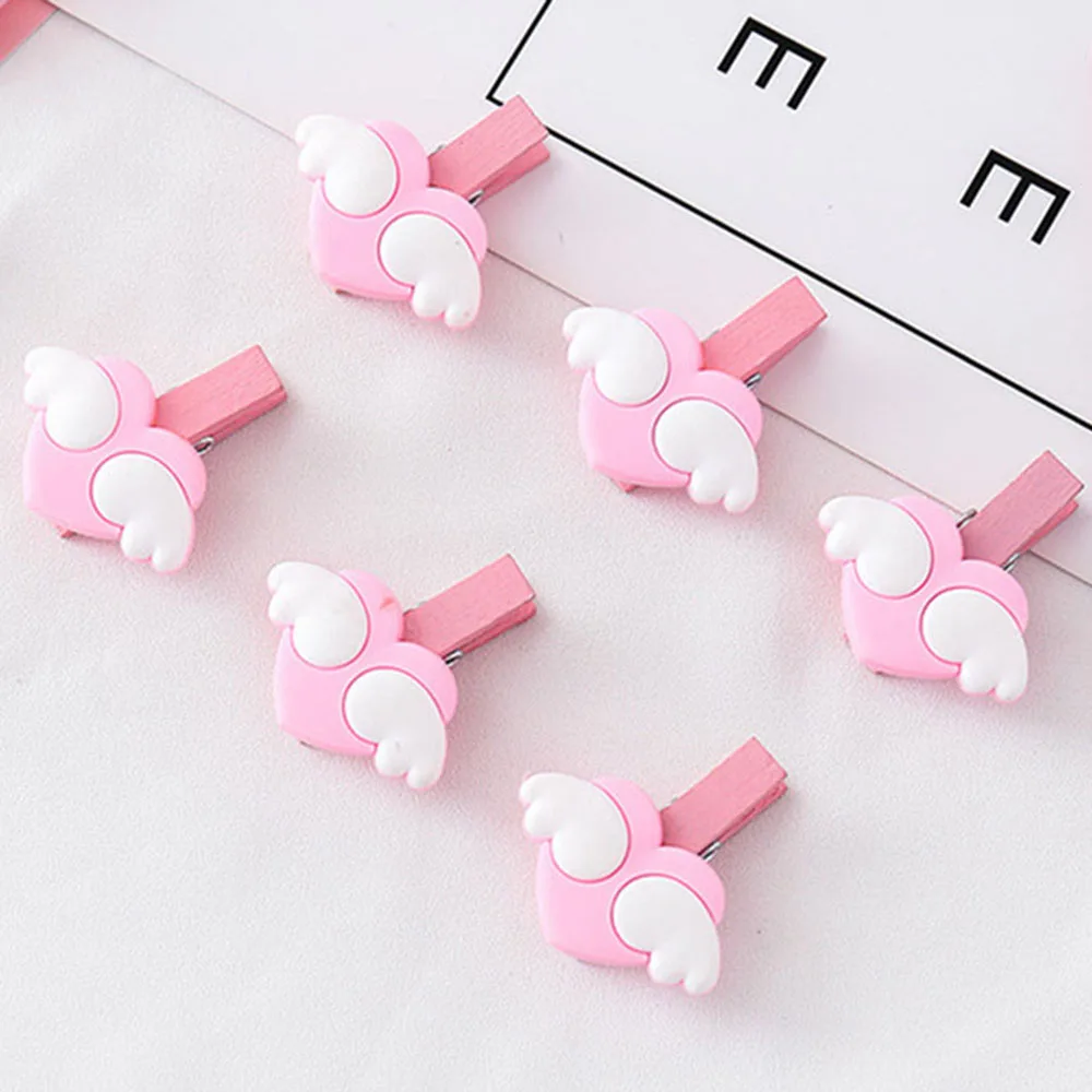 

10 PCS/Pack Mini Wings Heart Love Wooden Clothes Photo Paper Peg Pin Clothespin Craft Postcard Clips Home Wedding Decoration