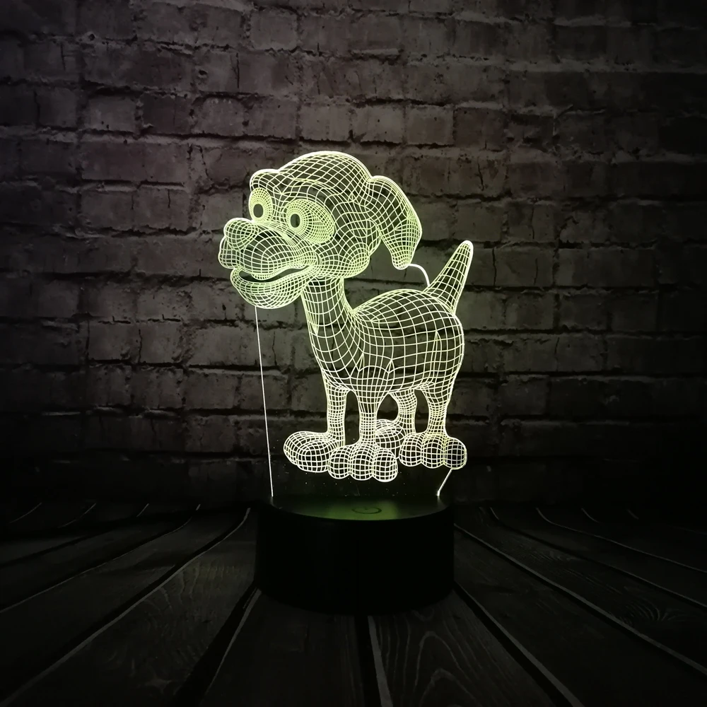 Новинка милая собака 3D светодиодный USB лампа ночник светильник 7 цветов меняющий