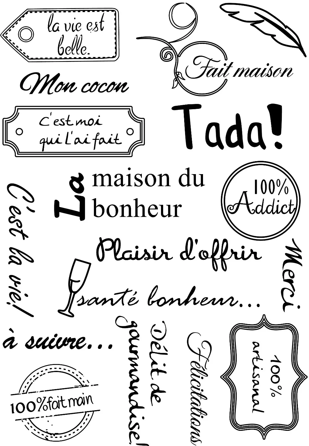 

French Word Transparent Clear Silicone Stamp/Seal for DIY scrapbooking/photo album Decorative clear stamp sheets A1170