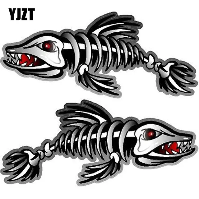 Best Offers YJZT 17.1CM*7.4CM 2X ZOMBIE Reflective Fishing Art Series Car Sticker Motorcycle Parts C1-7097