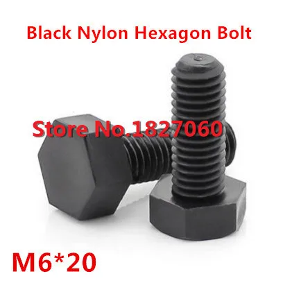

200 Pieces M6*20 Black Nylon Hexagon Socket Bolt Plastic Hex Head Set Screw