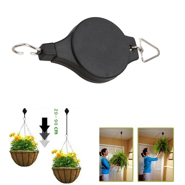 Hanging Basket Pull Down Hanger 20-90 cm Retractable Pulley Garden Baskets Plant Pots Hanging Basin Retractable Hook