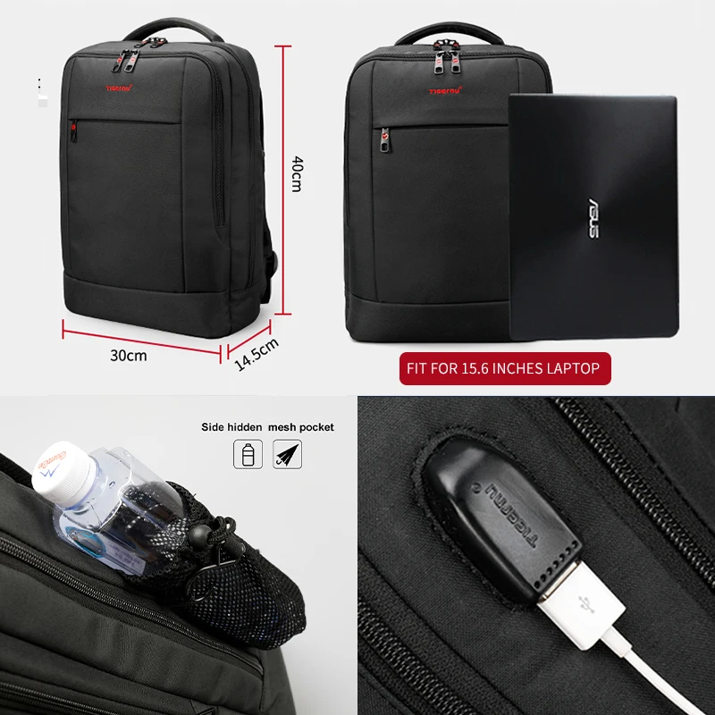 Рюкзак Tigernu для ноутбука водонепроницаемый с usb зарядкой|Рюкзаки| |