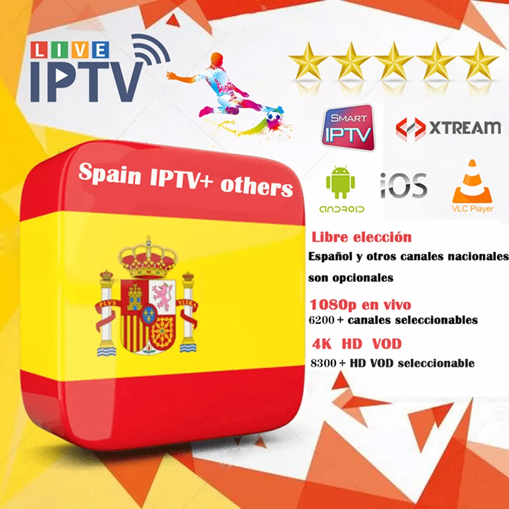 

Spain IPTV M3U subscription 6750 Channels 8300 HD VODs Music Xky sport EXYU Adult Kids News support IPTV Box Android TV Enigma2