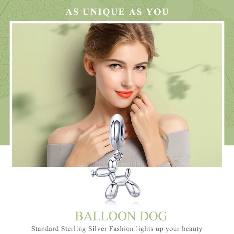 gold necklace BAMOER Genuine 925 Sterling Silver Balloon Dog Pendant Animal Charms Fit for Charm Bracelets & Necklace Silver Jewelry SCC981 promise rings for her