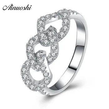 

AINUOSHI Classic 925 Sterling Silver Women Wedding Ring Luxury Hallow Wedding Engagement Rings Bridal Anniversary Jewelry Gifts