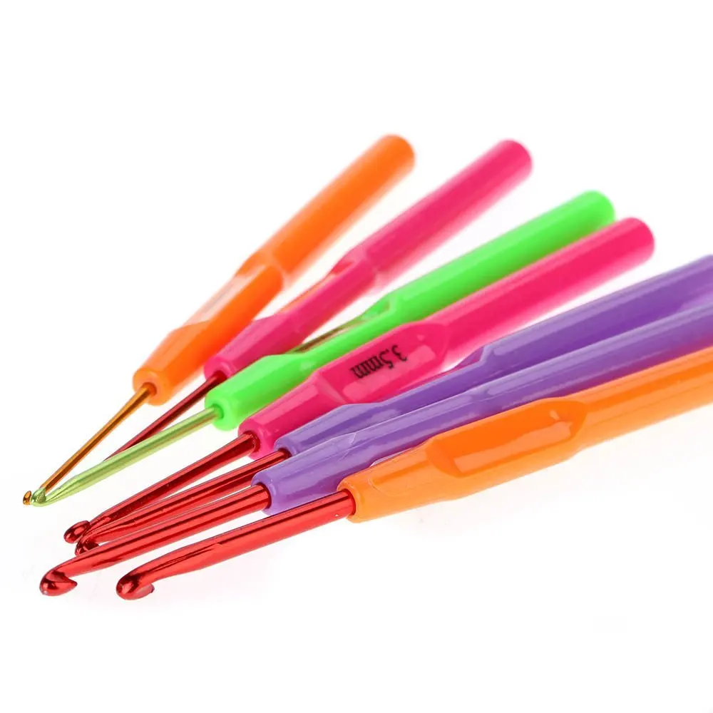 7 шт. 14 см Разноцветные пластиковые спицы комплект крючков для вязания с эргономичные ручки круговые спицы для вязания