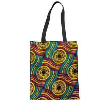 

FORUDESIGNS African Style Foldable Shopping Bag Portable ECO Canvas Handbag Multi-function Pouch Travel Bag Accessories Supplies