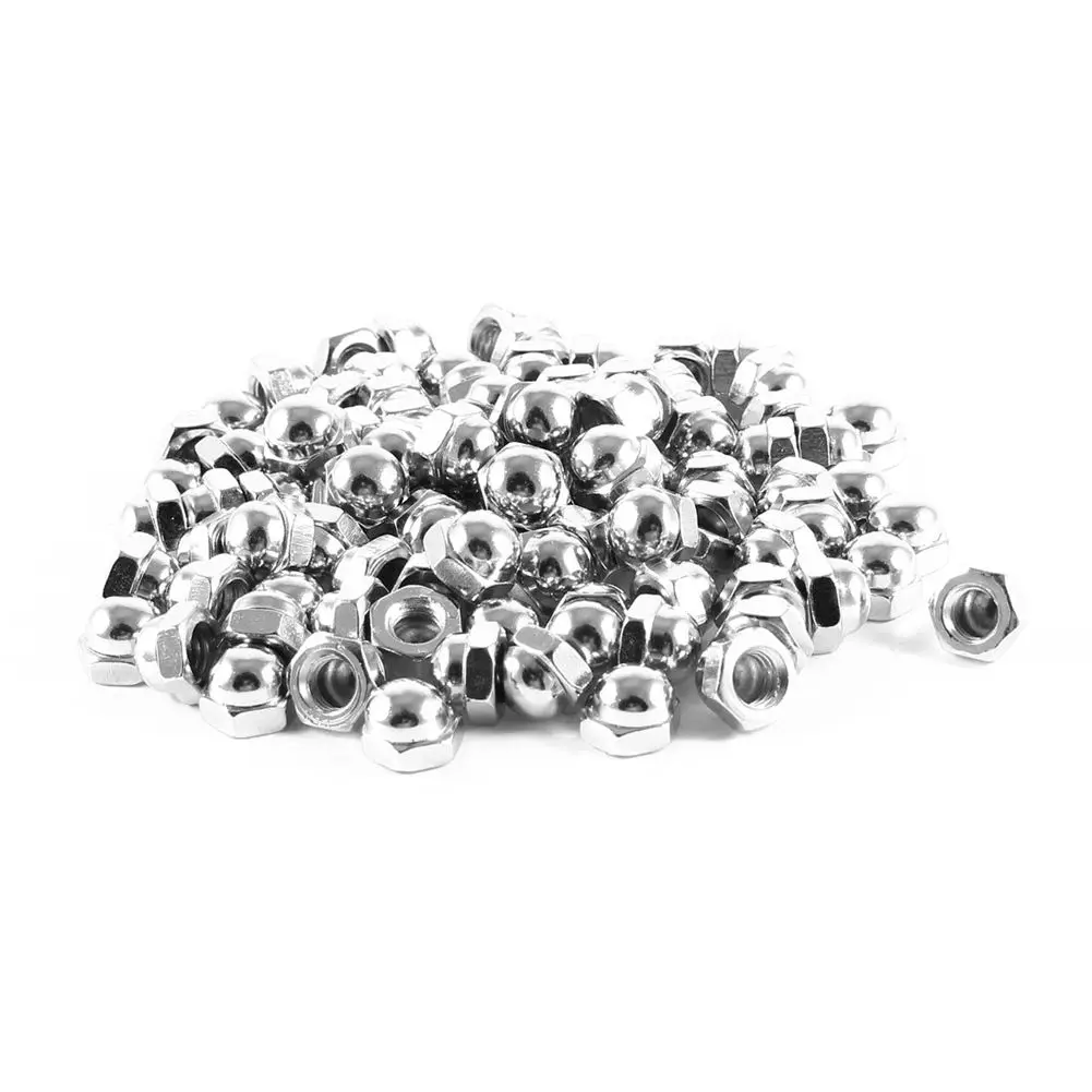 

100x Nickle Plated Dome Head Acorn Cap Capped Hex Nut M6 6mm Silver