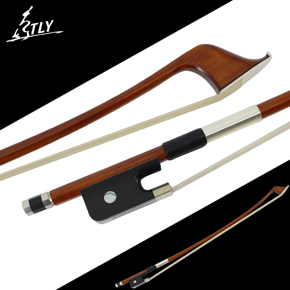 

Handmade French-style Double Bass Bow 4/4 High-density Brazilwood Mongolia Horsehair Fisheye Inlayed Ebony Frog w/ Colored Shell