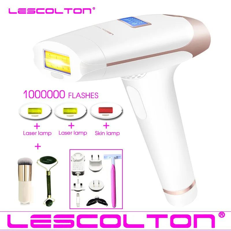 

1000000times Original Lescolton 3in1 IPL depiladora Laser Hair Removal LCD Display Permanent Bikini body Armpit face depilador