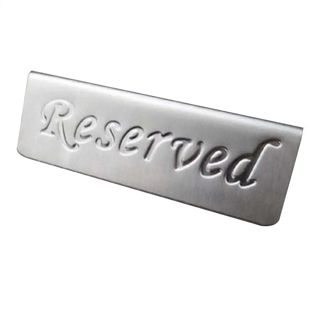 

Stainless Steel Double Side Hotel Restaurants Book Seats For Weedding Festival Birthday Reserved Table Display Sign