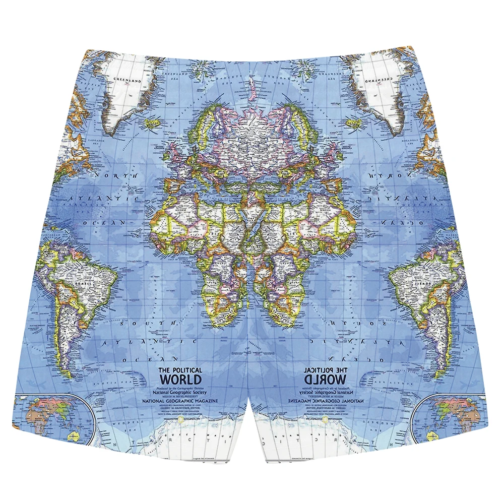 KYKU карта мира шорты мужские синее море повседневные шорты Карго графика 3d шорты штаны с принтом пот аниме мужские шорты модные летние