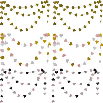 

Colorful Paper Heart String DIY Craft Paper Garland Glitter Gold Silver Heart Banner Baby Shower Wedding Decoration Party Supply