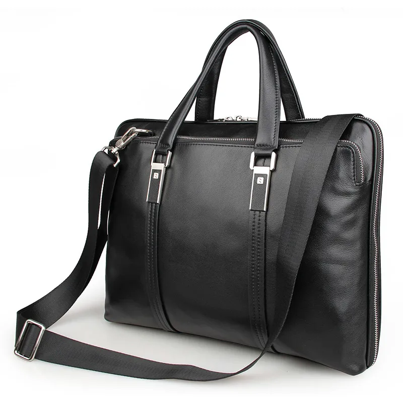 Высокое качество из натуральной коровьей кожи классический черный Для мужчин Портфели Бизнес сумка для мужчин 15 дюймов ноутбука PR087326
