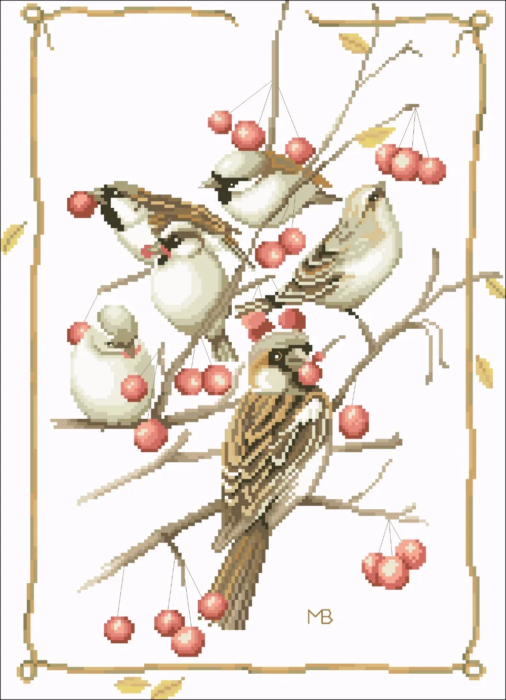 zf378 Lanarte PN-0162298 Sparrows and Red Berries by Marjolein Bastin