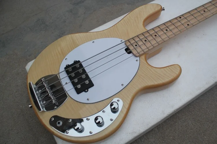 Flame Maple Top Natural Burlywood Basswood Body Music Man Ernie Ball Sting Ray 4 String Electric Bass Guitar Flame Maple Top Natural Burlywood Basswood Body Music Man Ernie Ball Sting Ray 4 String Electric Bass Guitar