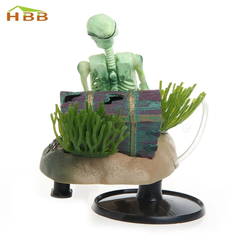 S home New Drunk Skeleton Fish Tank Ornament Aquarium Air operated