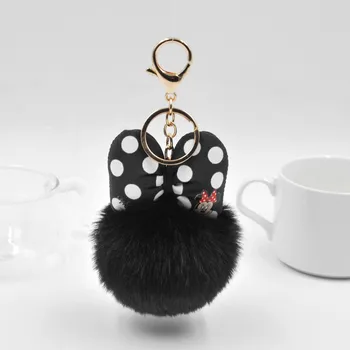 

Cute Girls Fluffy Rabbit Fur Ball Pom Pom Keychain Women Pompom Bunny Fur Bowknot Key Ring Bag Car Trinket Jewelry Wedding Gift