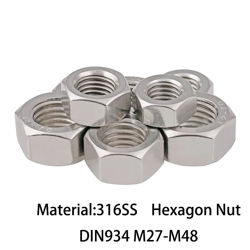 DIN934 Stardand M27/M30/M33/M36/M39/M42/M45/M48 316 Шестигранная гайка из нержавеющей стали |