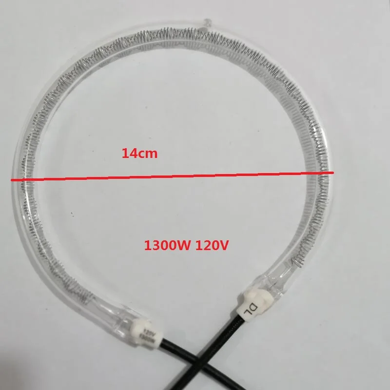 Goedkoop Diameter 14 cm 1 cm buis Halogeen Oven Onderdelen Ronde verwarming Buis 110 V 120 V 1300 W